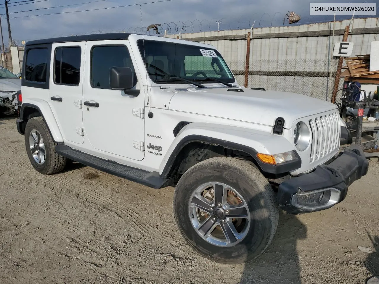 2021 Jeep Wrangler Unlimited Sahara VIN: 1C4HJXEN0MW626020 Lot: 76716204