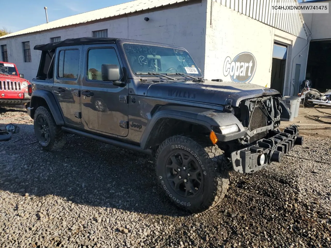 2021 Jeep Wrangler Unlimited Sport VIN: 1C4HJXDN0MW741475 Lot: 77838194