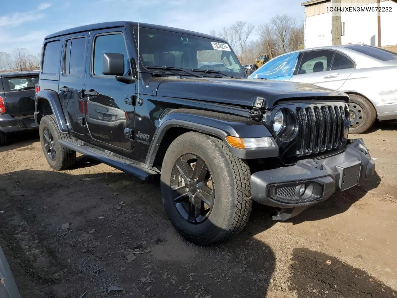 2021 Jeep Wrangler Unlimited Sahara VIN: 1C4HJXEN3MW672232 Lot: 78306274