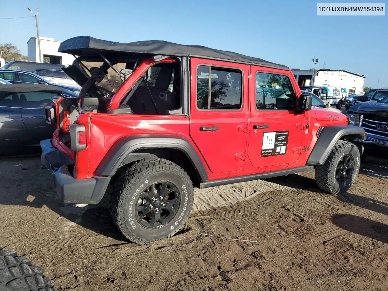 2021 Jeep Wrangler Unlimited Sport VIN: 1C4HJXDN4MW554398 Lot: 78445244