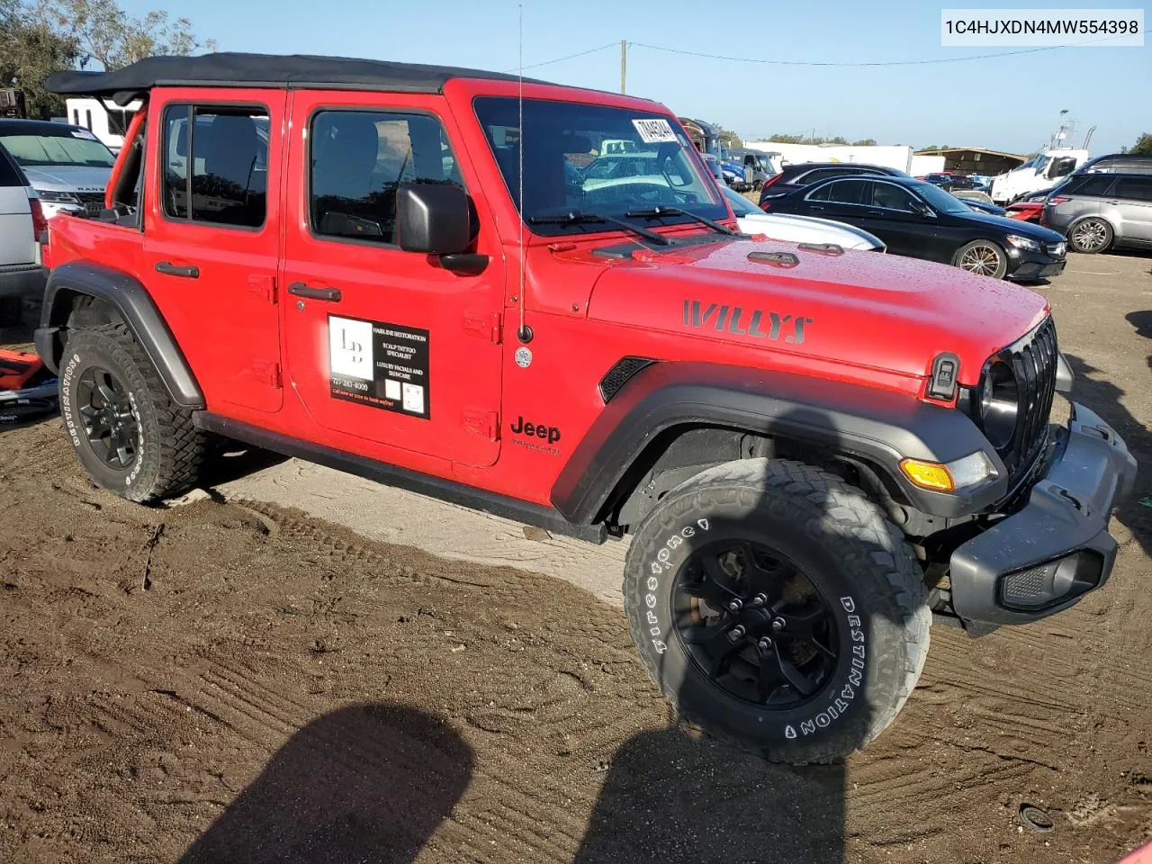 2021 Jeep Wrangler Unlimited Sport VIN: 1C4HJXDN4MW554398 Lot: 78445244