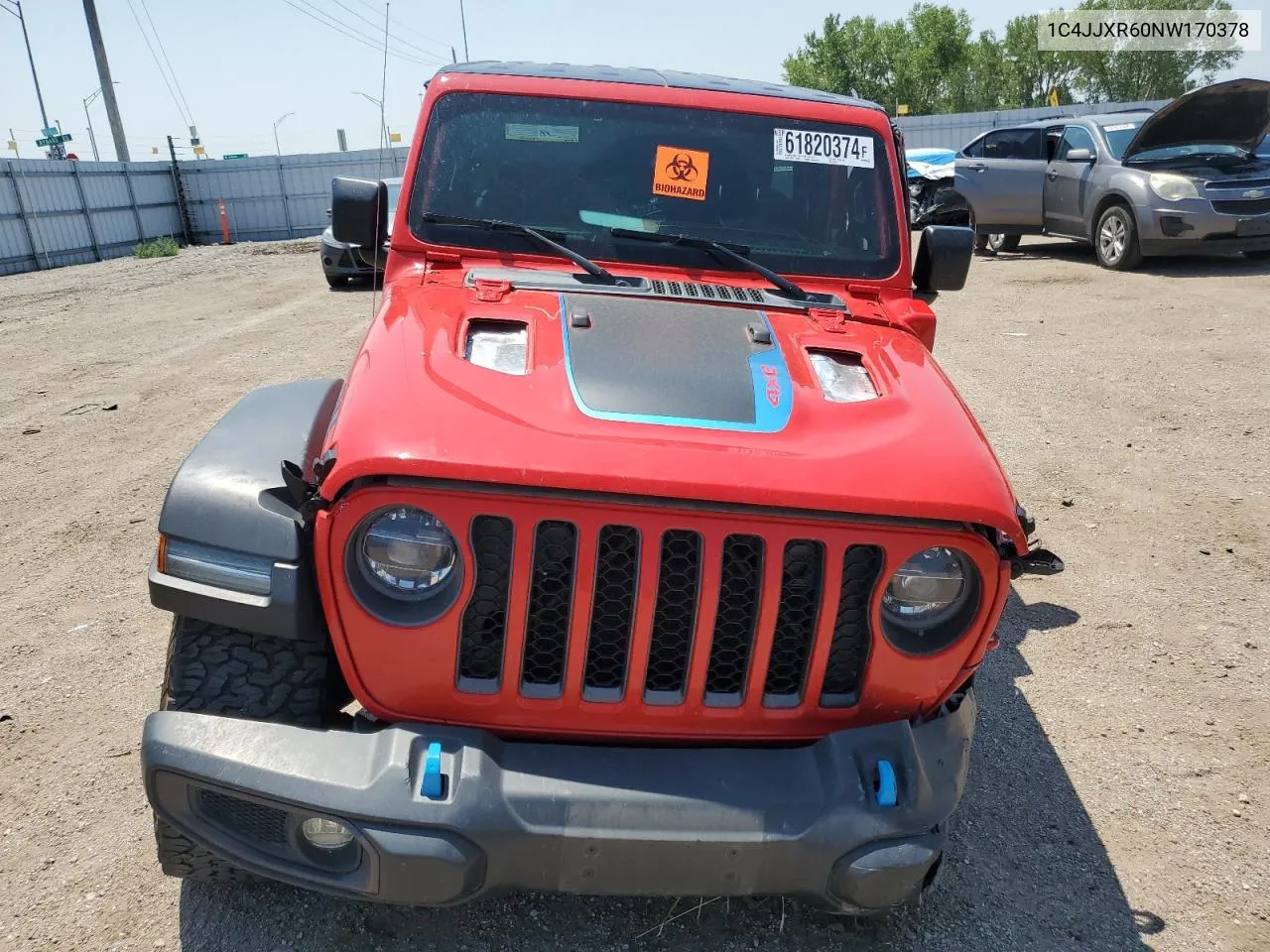 2022 Jeep Wrangler Unlimited Rubicon 4Xe VIN: 1C4JJXR60NW170378 Lot: 61820374