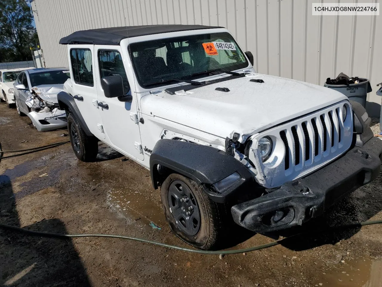 2022 Jeep Wrangler Unlimited Sport VIN: 1C4HJXDG8NW224766 Lot: 64814342