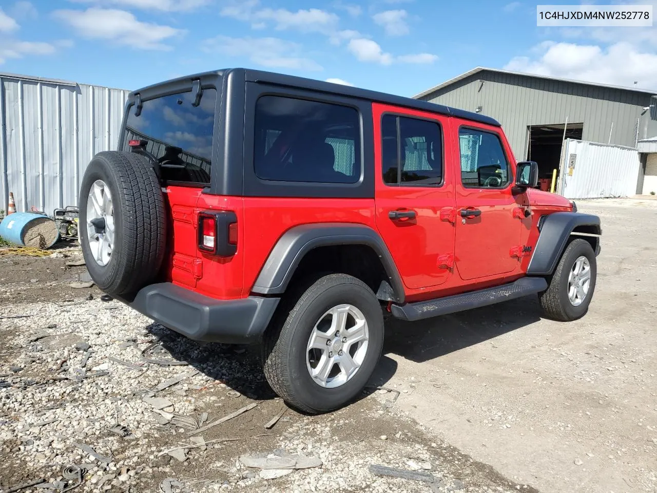 2022 Jeep Wrangler Unlimited Sport VIN: 1C4HJXDM4NW252778 Lot: 72534664