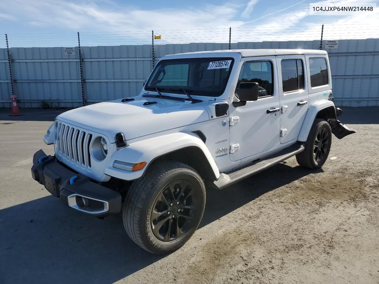 2022 Jeep Wrangler Unlimited Sahara 4Xe VIN: 1C4JJXP64NW214448 Lot: 77128574