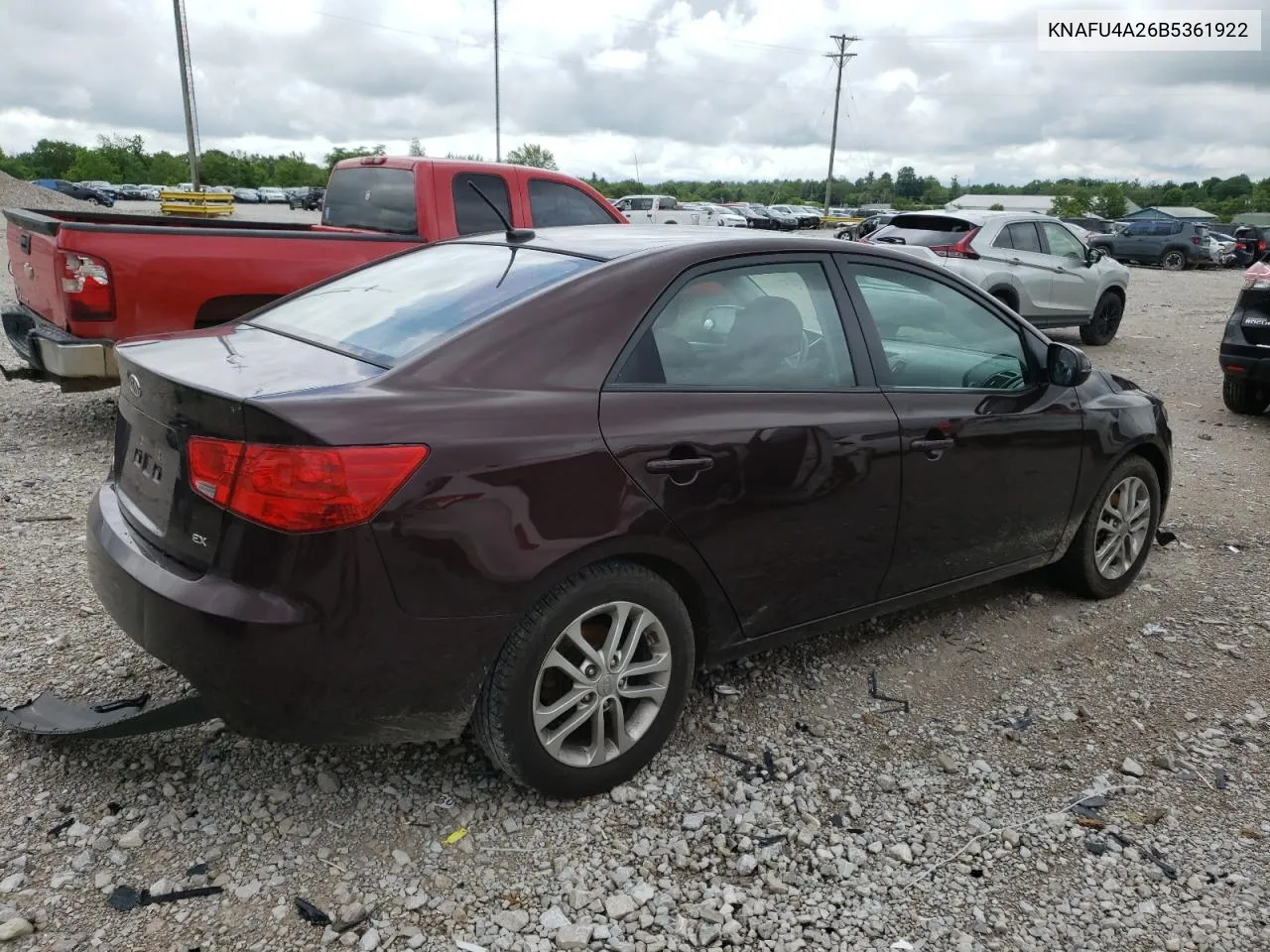 2011 Kia Forte Ex VIN: KNAFU4A26B5361922 Lot: 54936544