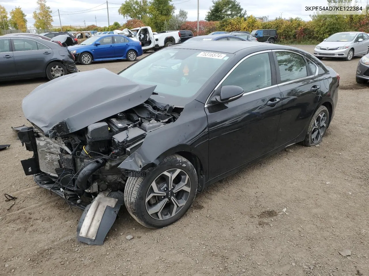 2019 Kia Forte Ex VIN: 3KPF54AD7KE122384 Lot: 75316574