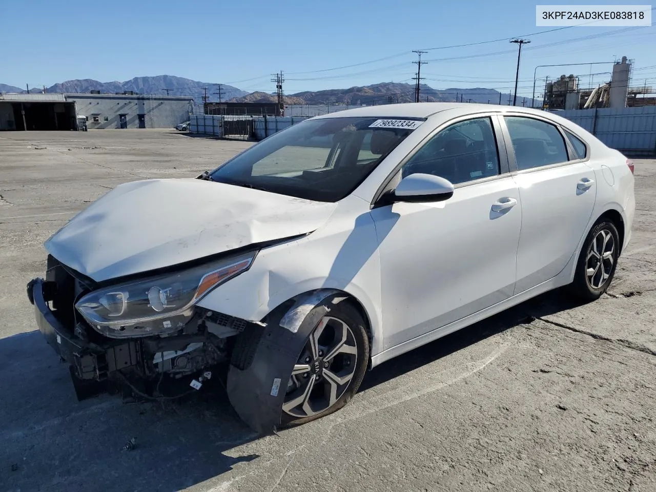 2019 Kia Forte Fe VIN: 3KPF24AD3KE083818 Lot: 79892334