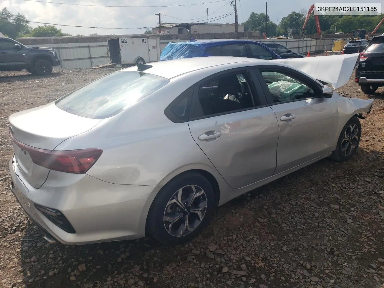 2020 Kia Forte Fe VIN: 3KPF24AD2LE151155 Lot: 61719944