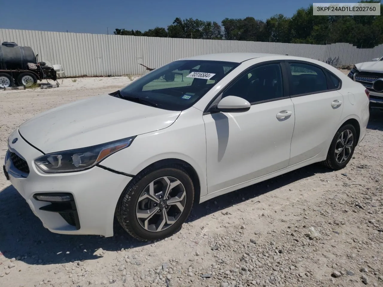 2020 Kia Forte Fe VIN: 3KPF24AD1LE202760 Lot: 70316584