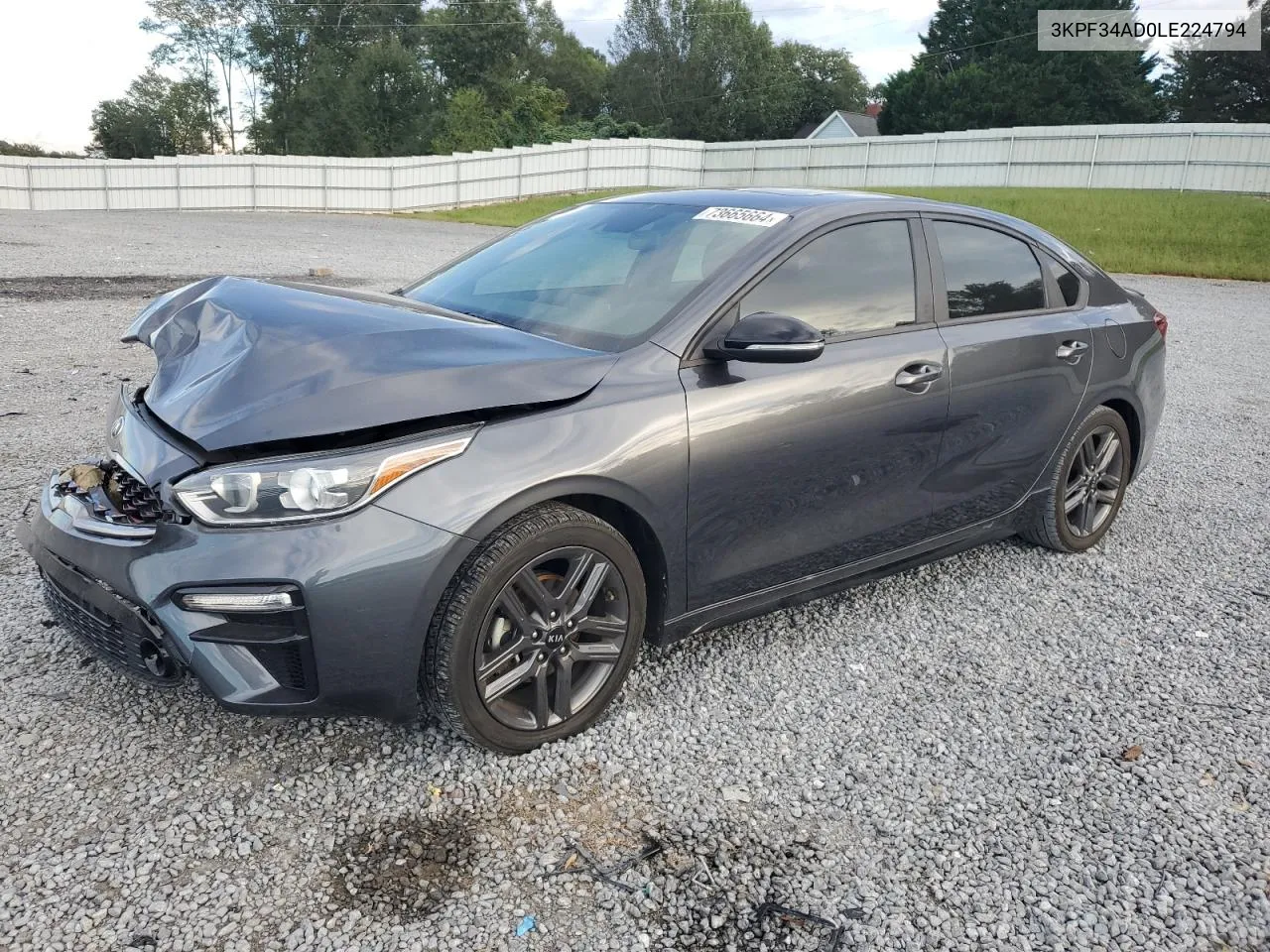 2020 Kia Forte Gt Line VIN: 3KPF34AD0LE224794 Lot: 73665664