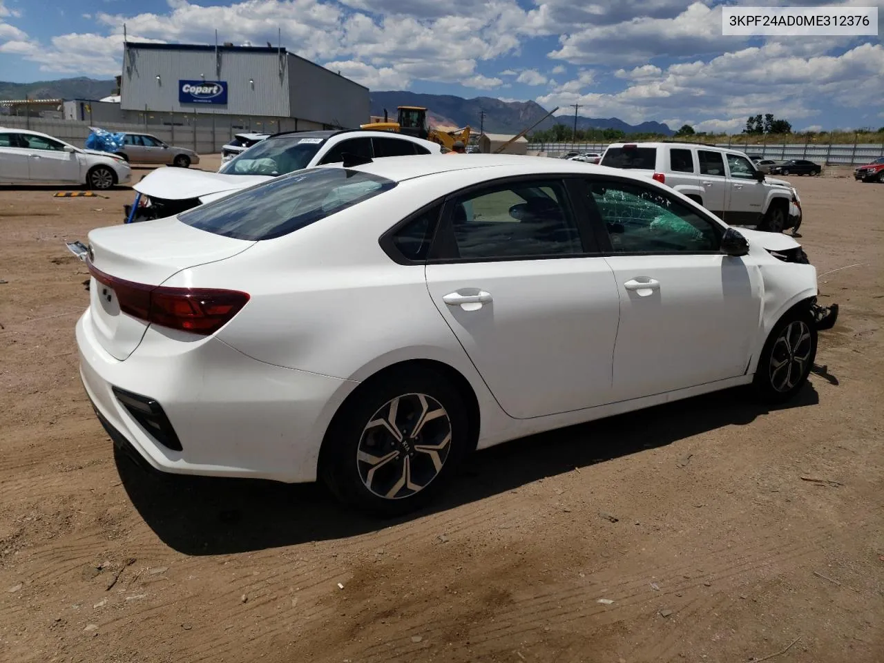 2021 Kia Forte Fe VIN: 3KPF24AD0ME312376 Lot: 60521064