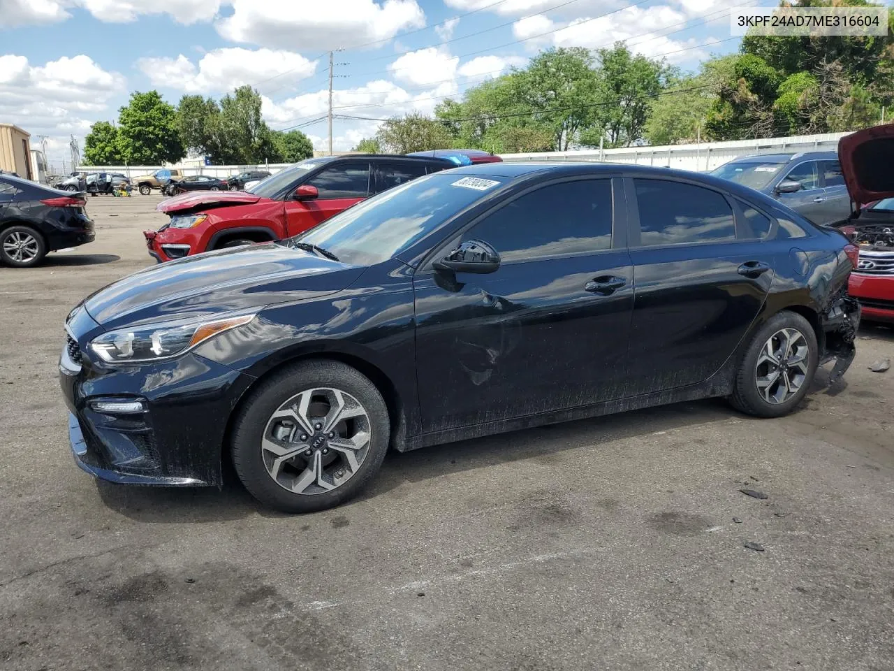 2021 Kia Forte Fe VIN: 3KPF24AD7ME316604 Lot: 60798304