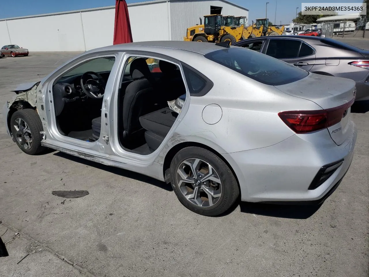 2021 Kia Forte Fe VIN: 3KPF24AD3ME354363 Lot: 65966074