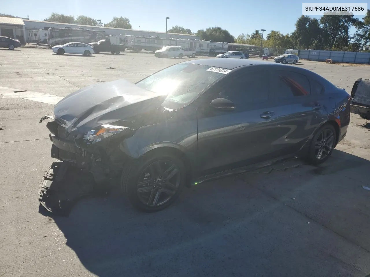 2021 Kia Forte Gt Line VIN: 3KPF34AD0ME317686 Lot: 67175274