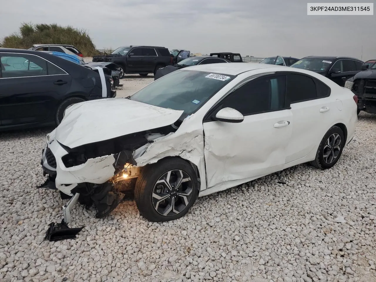 2021 Kia Forte Fe VIN: 3KPF24AD3ME311545 Lot: 69700734