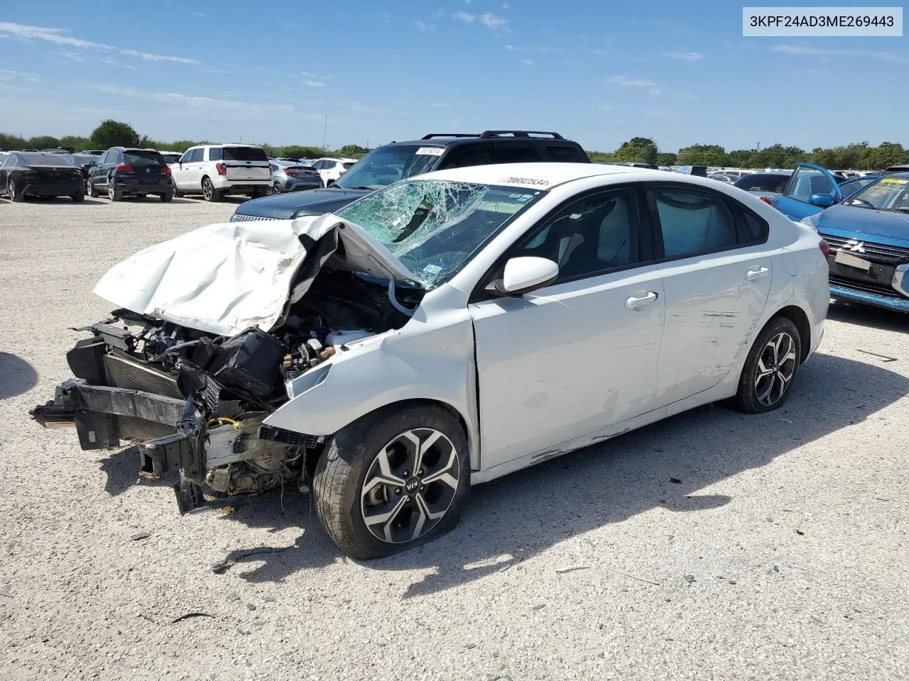 2021 Kia Forte Fe VIN: 3KPF24AD3ME269443 Lot: 70692534