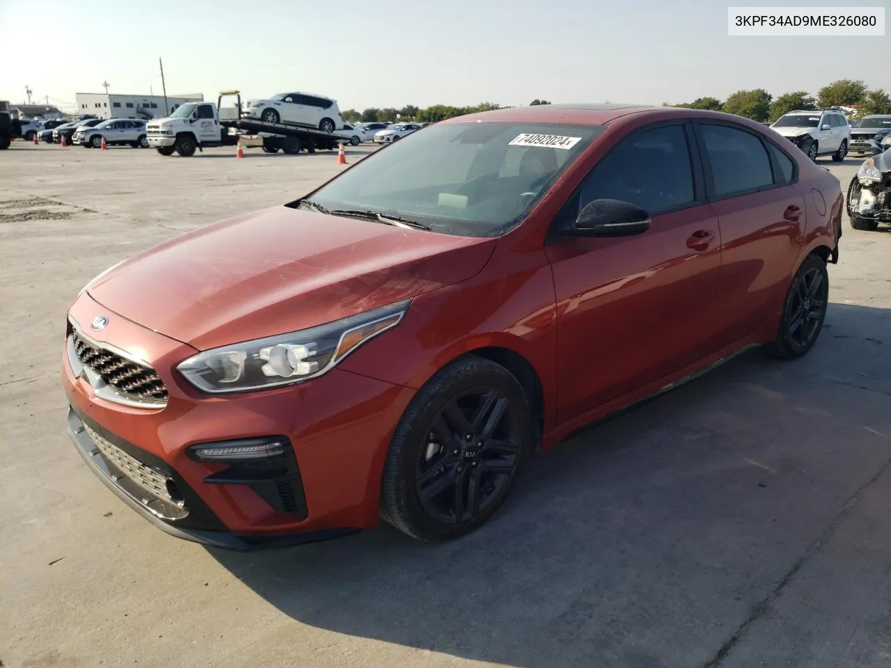 2021 Kia Forte Gt Line VIN: 3KPF34AD9ME326080 Lot: 74092024