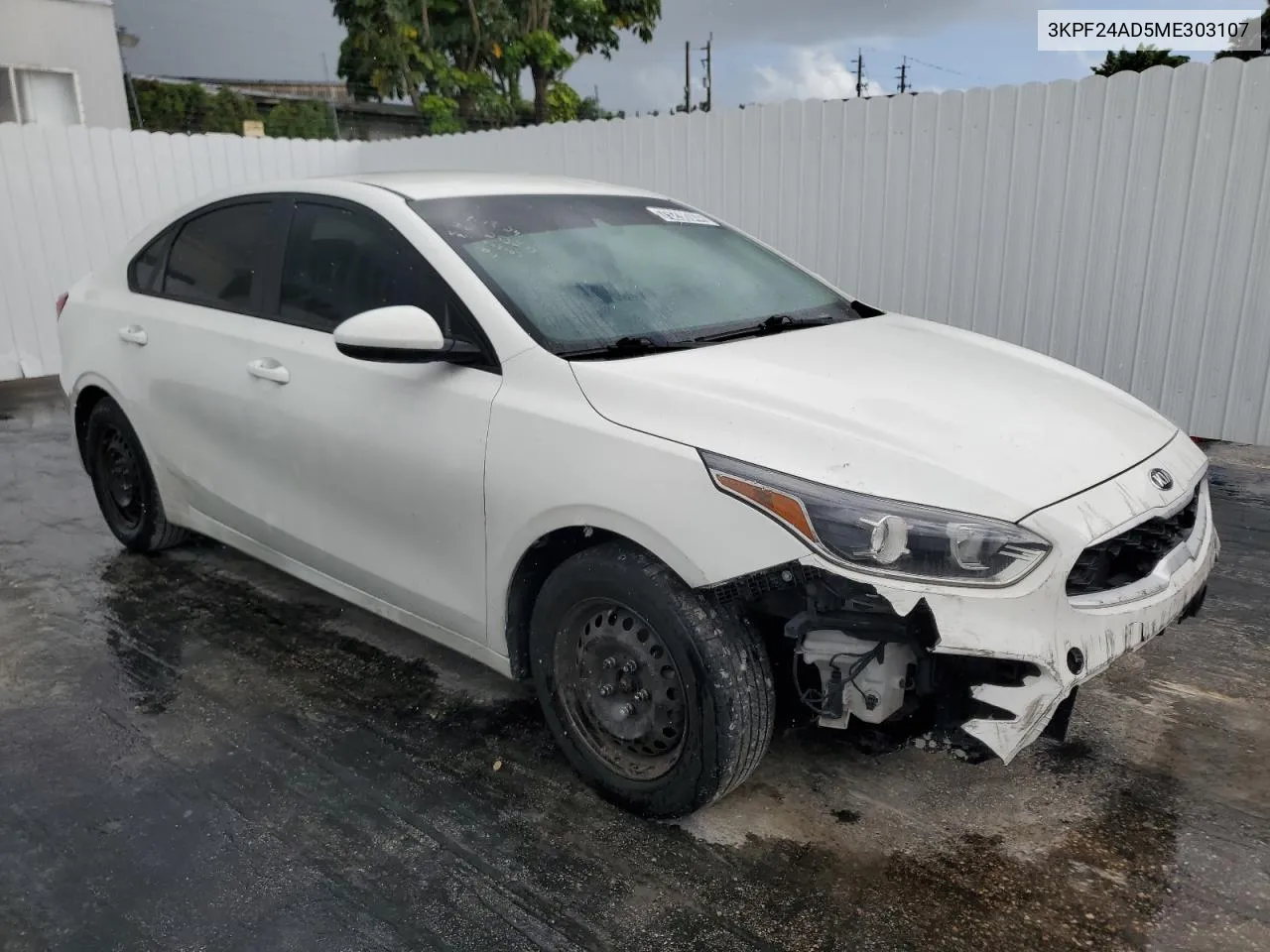 2021 Kia Forte Fe VIN: 3KPF24AD5ME303107 Lot: 75298044