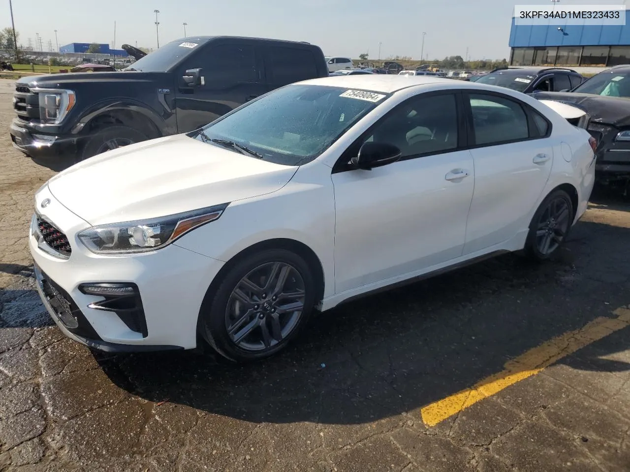 2021 Kia Forte Gt Line VIN: 3KPF34AD1ME323433 Lot: 75409064