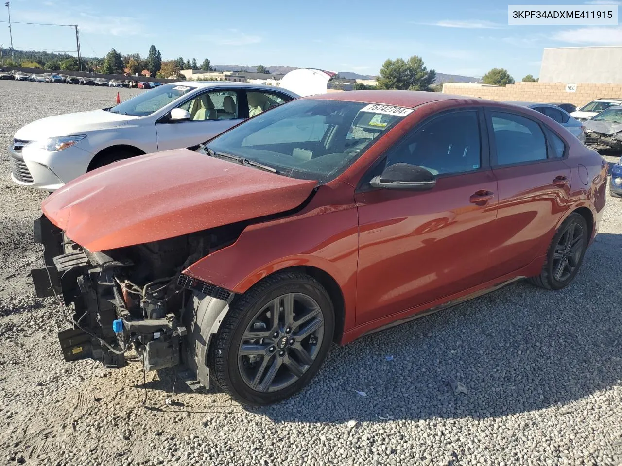 2021 Kia Forte Gt Line VIN: 3KPF34ADXME411915 Lot: 75742704