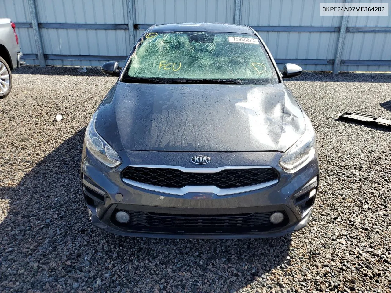 2021 Kia Forte Fe VIN: 3KPF24AD7ME364202 Lot: 75980824