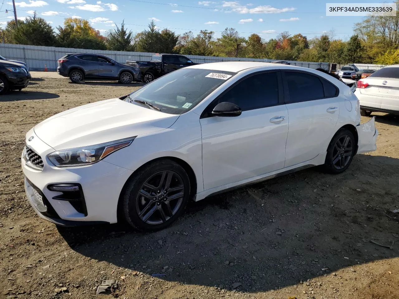 2021 Kia Forte Gt Line VIN: 3KPF34AD5ME333639 Lot: 76378894