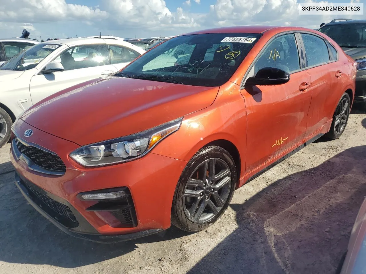 2021 Kia Forte Gt Line VIN: 3KPF34AD2ME340628 Lot: 77028764