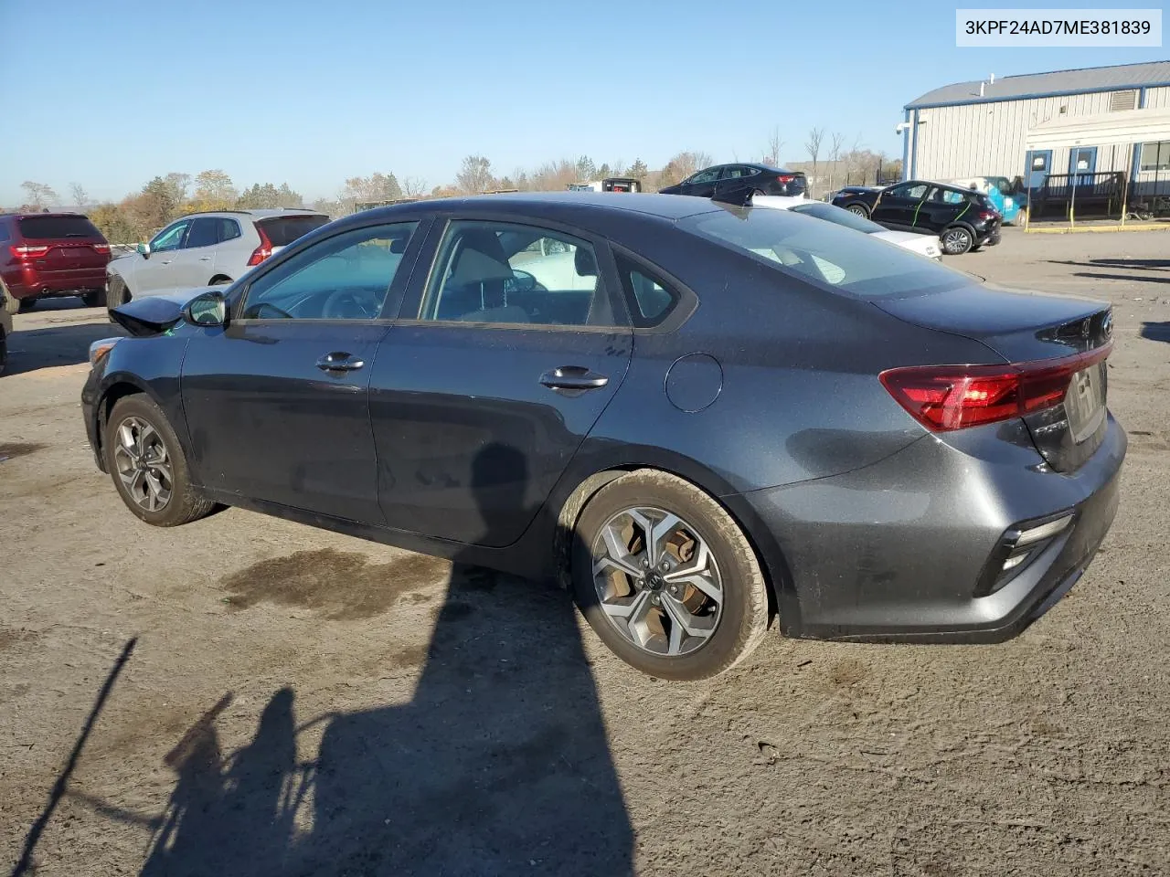 2021 Kia Forte Fe VIN: 3KPF24AD7ME381839 Lot: 77114104