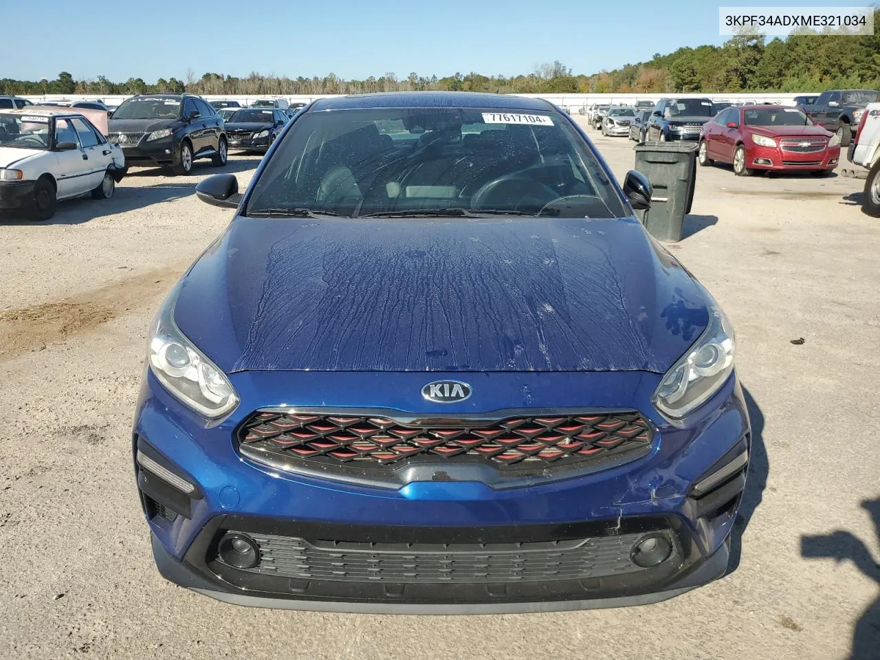 2021 Kia Forte Gt Line VIN: 3KPF34ADXME321034 Lot: 77617104