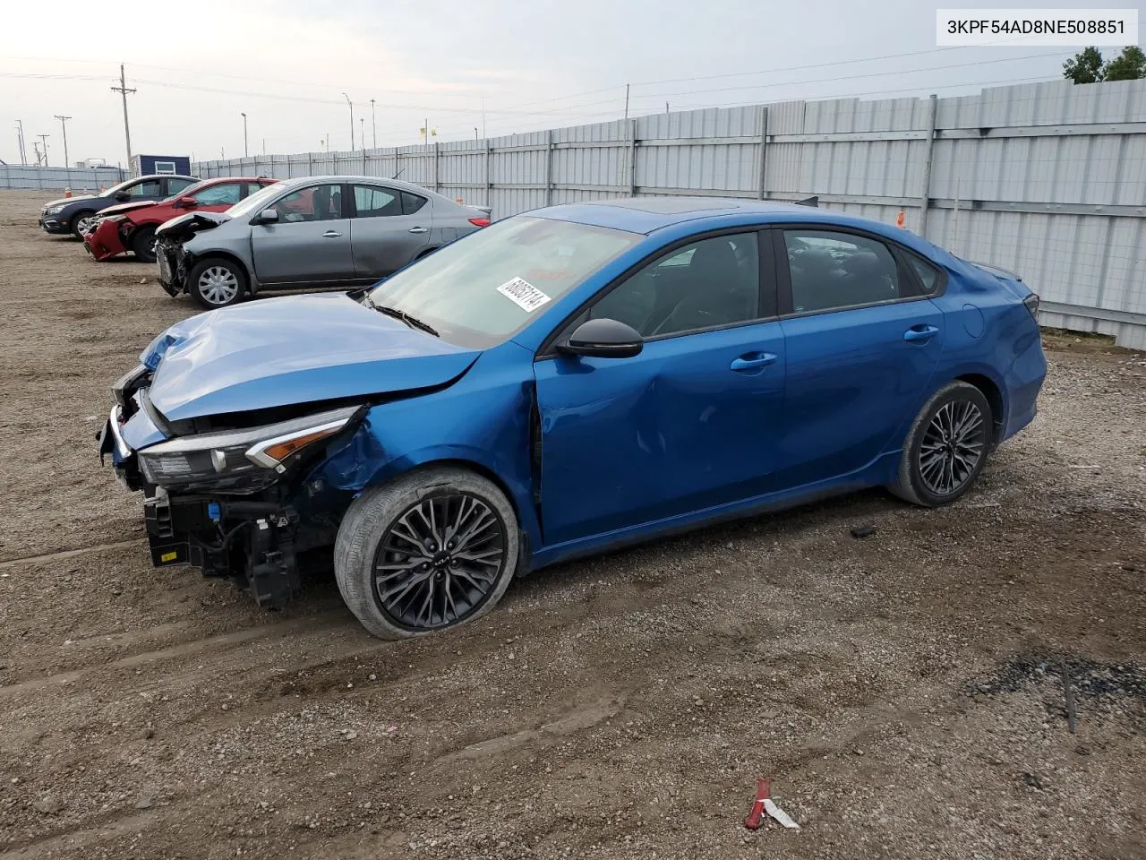 2022 Kia Forte Gt Line VIN: 3KPF54AD8NE508851 Lot: 68053114