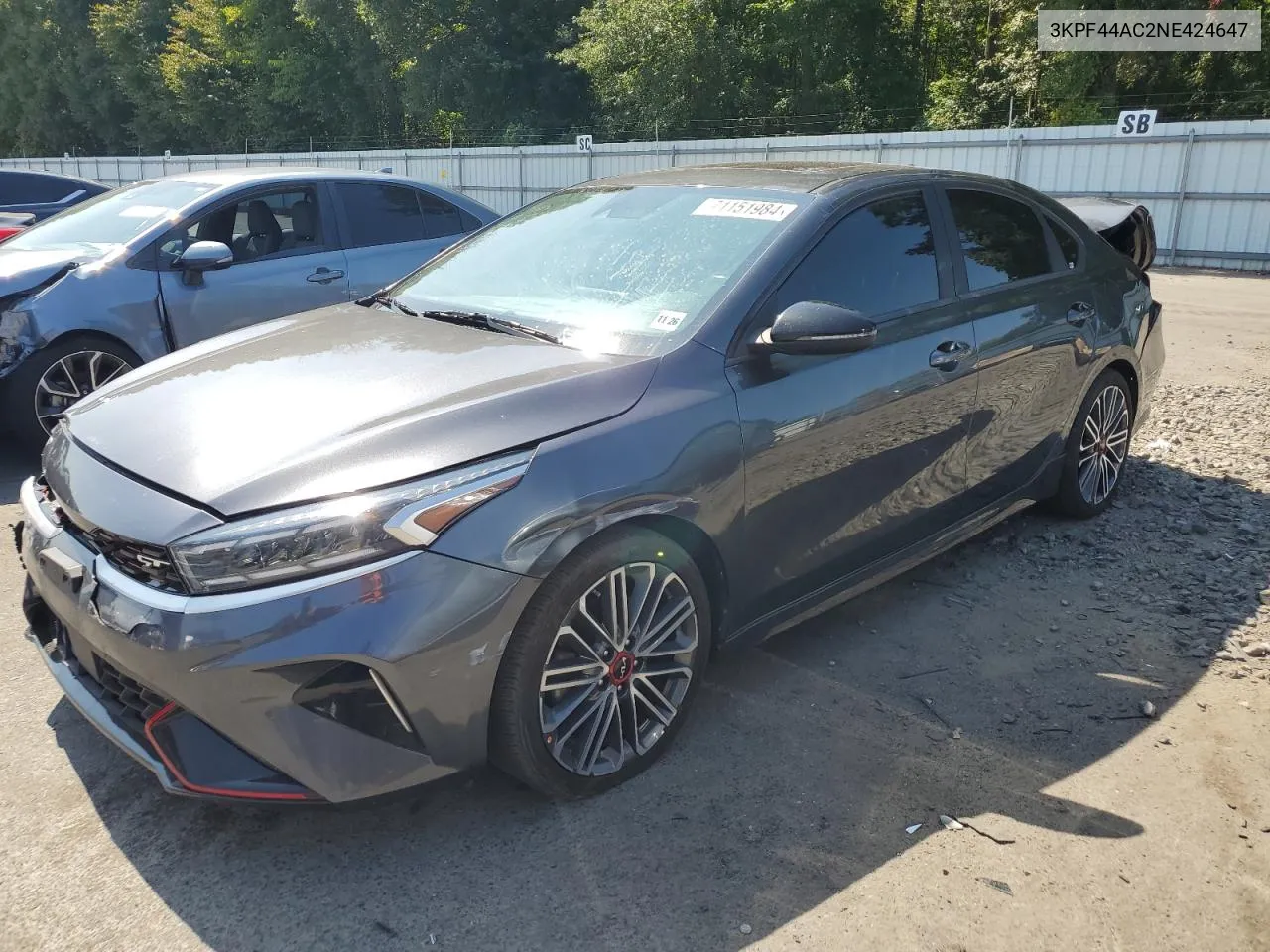 2022 Kia Forte Gt VIN: 3KPF44AC2NE424647 Lot: 71151984