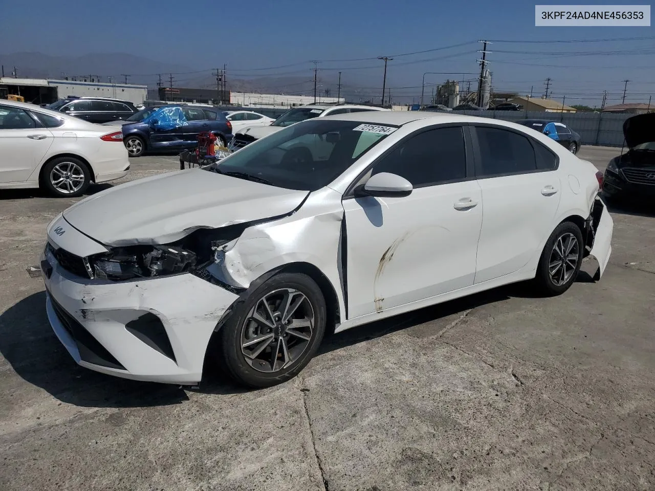 2022 Kia Forte Fe VIN: 3KPF24AD4NE456353 Lot: 72757764