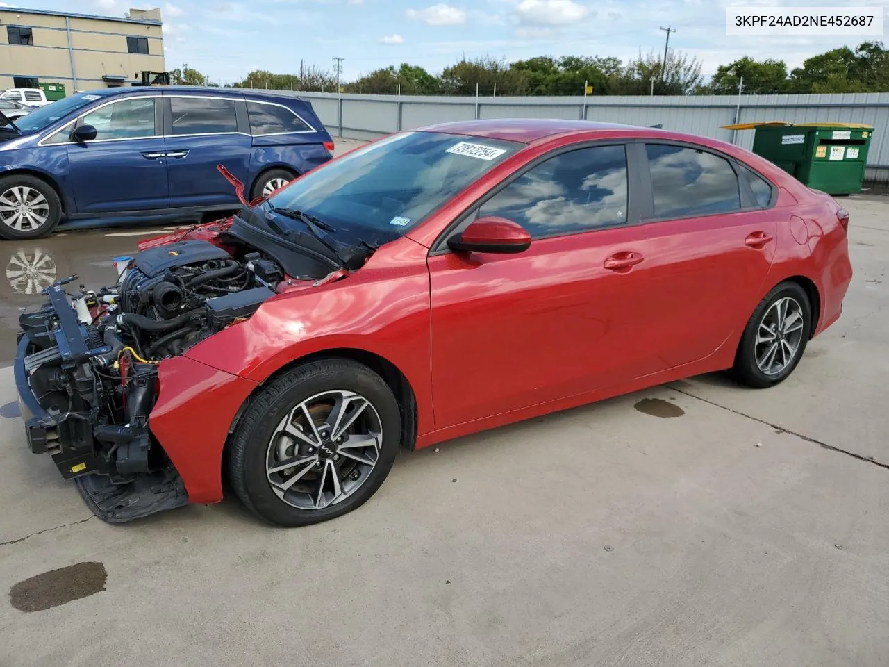 2022 Kia Forte Fe VIN: 3KPF24AD2NE452687 Lot: 72812254