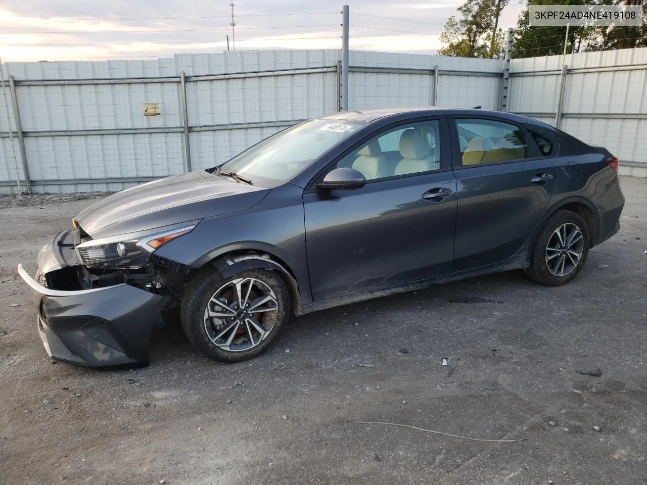 2022 Kia Forte Fe VIN: 3KPF24AD4NE419108 Lot: 74400174