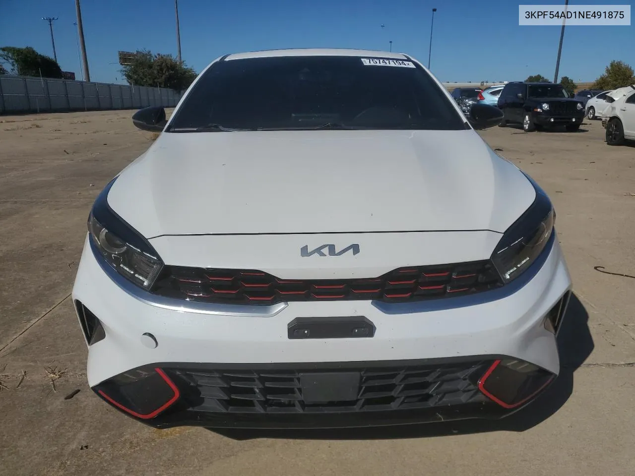 2022 Kia Forte Gt Line VIN: 3KPF54AD1NE491875 Lot: 75747194