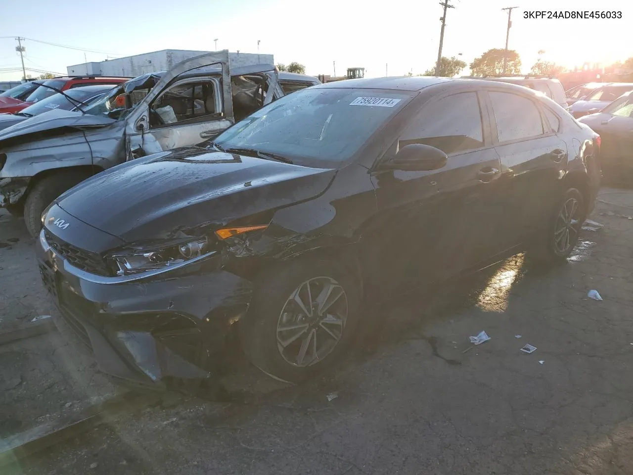 2022 Kia Forte Fe VIN: 3KPF24AD8NE456033 Lot: 75920114