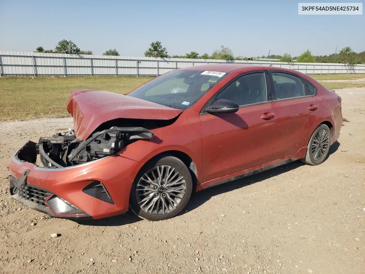 2022 Kia Forte Gt Line VIN: 3KPF54AD5NE425734 Lot: 76016134