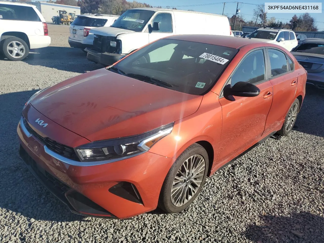 2022 Kia Forte Gt Line VIN: 3KPF54AD6NE431168 Lot: 78015484