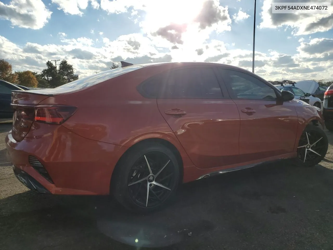 2022 Kia Forte Gt Line VIN: 3KPF54ADXNE474072 Lot: 79147594