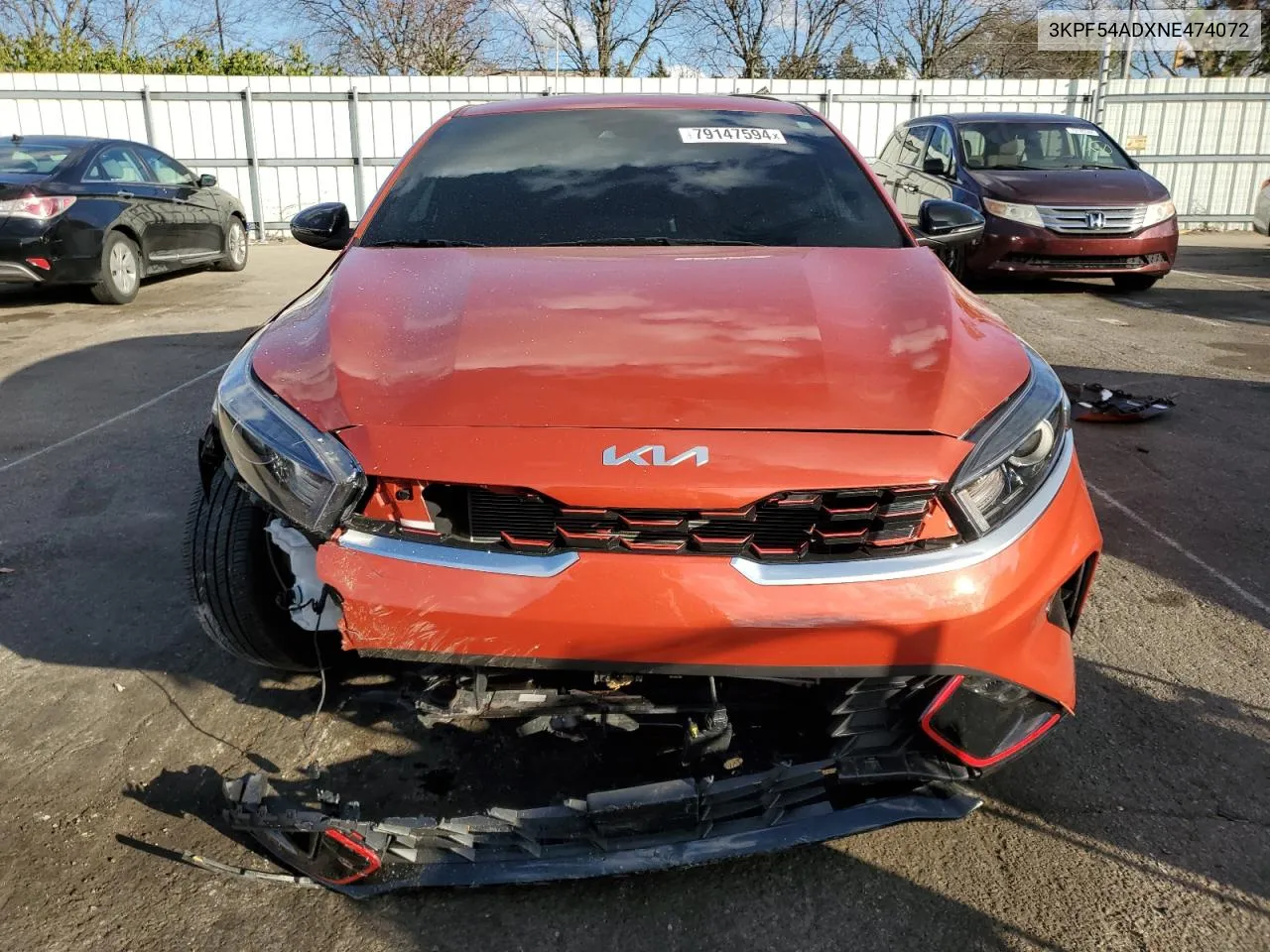 2022 Kia Forte Gt Line VIN: 3KPF54ADXNE474072 Lot: 79147594