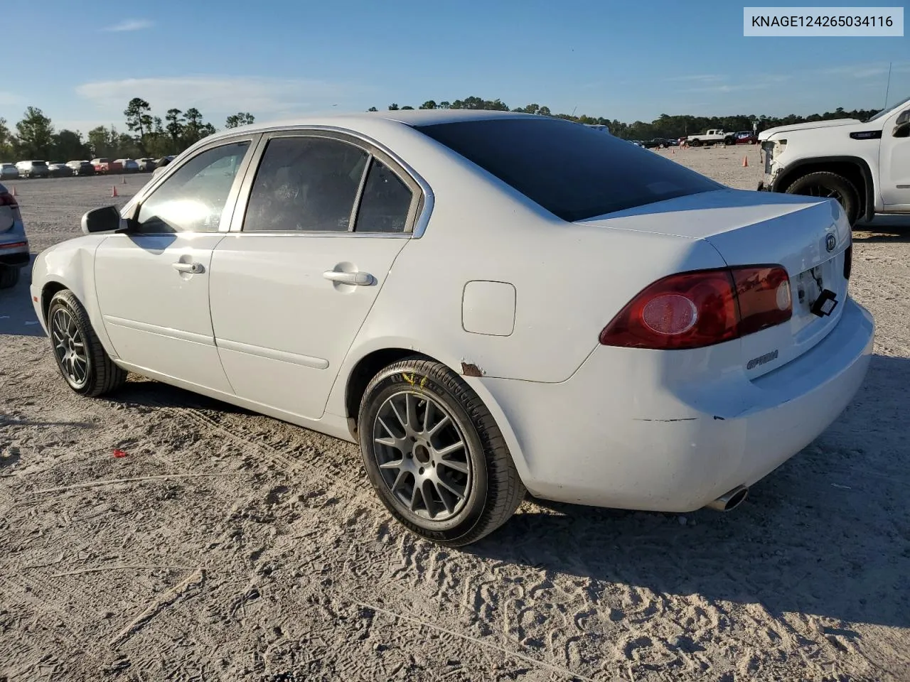 2006 Kia Optima Lx VIN: KNAGE124265034116 Lot: 76003914