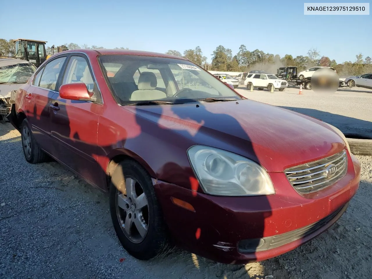 2007 Kia Optima Lx VIN: KNAGE123975129510 Lot: 77148464