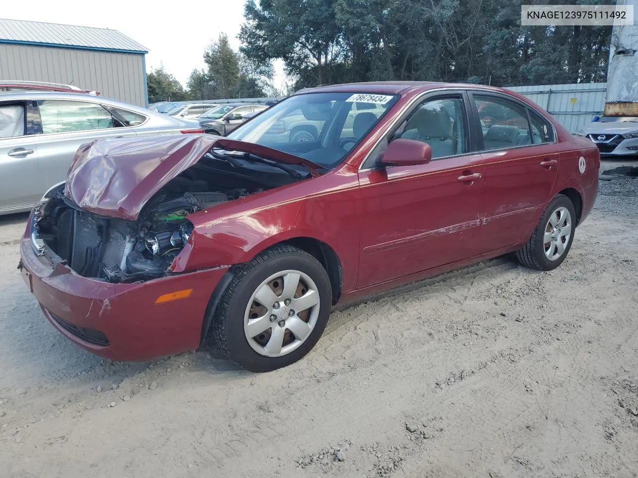 2007 Kia Optima Lx VIN: KNAGE123975111492 Lot: 78678434