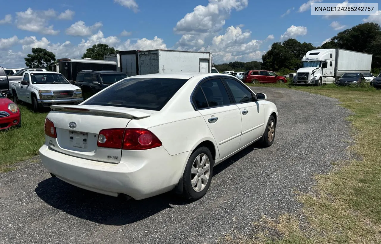 2008 Kia Optima Lx VIN: KNAGE124285242757 Lot: 72602834