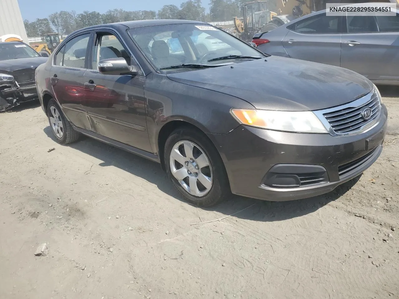 2009 Kia Optima Lx VIN: KNAGE228295354551 Lot: 68933804