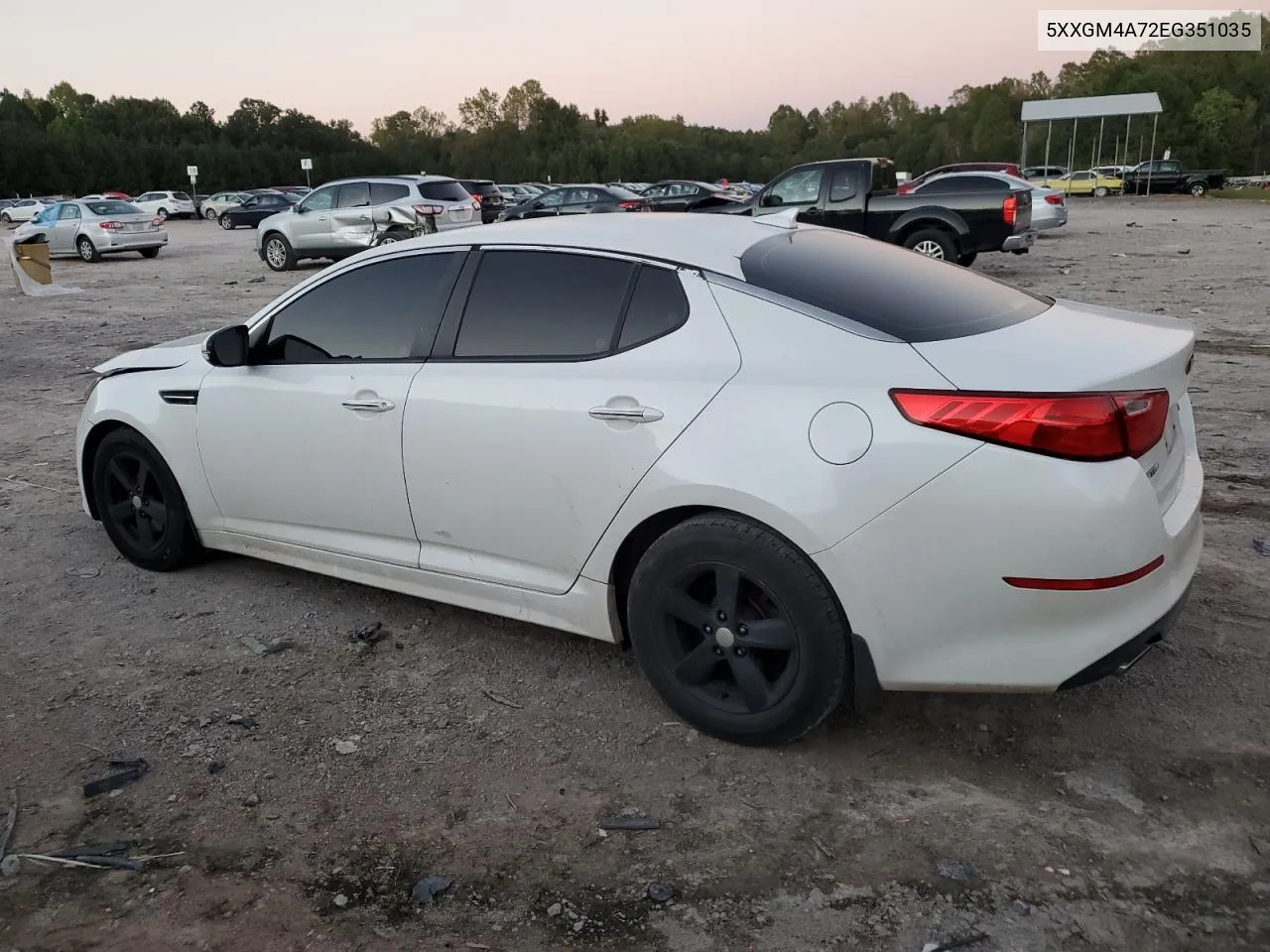 2014 Kia Optima Lx VIN: 5XXGM4A72EG351035 Lot: 74445944