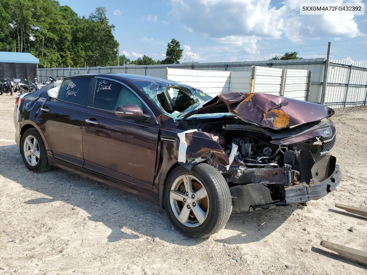 2015 Kia Optima Lx VIN: 5XXGM4A72FG432392 Lot: 65711244