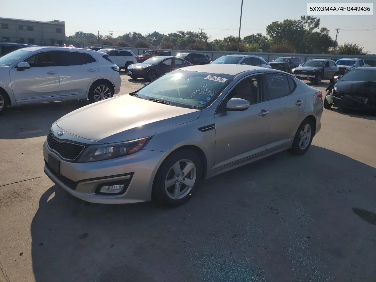 2015 Kia Optima Lx VIN: 5XXGM4A74FG449436 Lot: 65962234