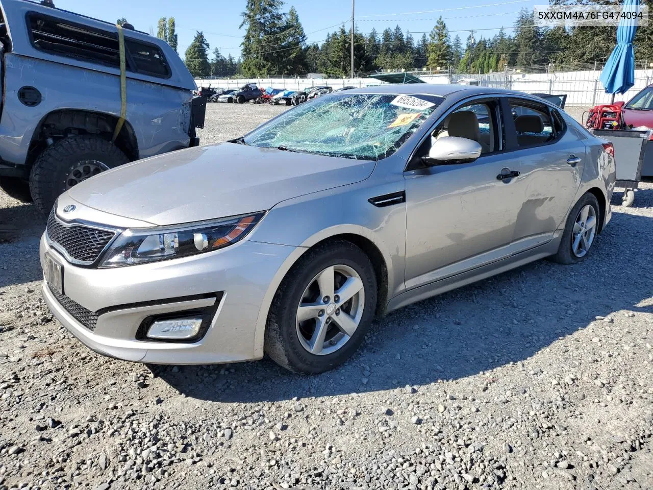 2015 Kia Optima Lx VIN: 5XXGM4A76FG474094 Lot: 69526204